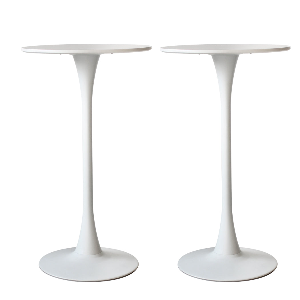 Set of 2 Round Bar Table Pub Tables - White