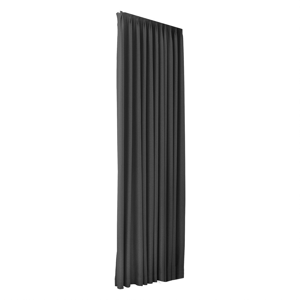 Set of 2 132x250 Blockout Curtains Chenille - Dark Grey
