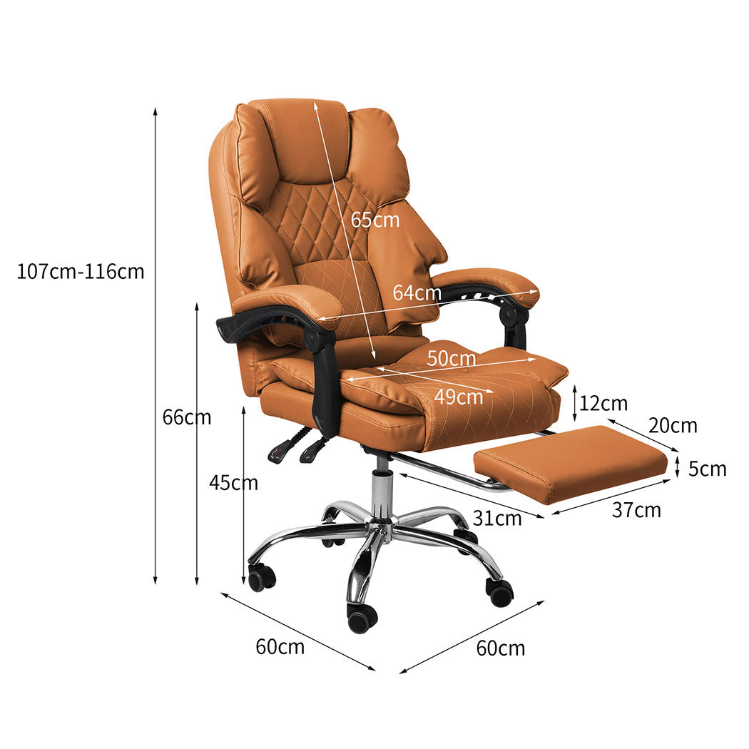 Levede Gaming Chair Office Computer Brown Footrest