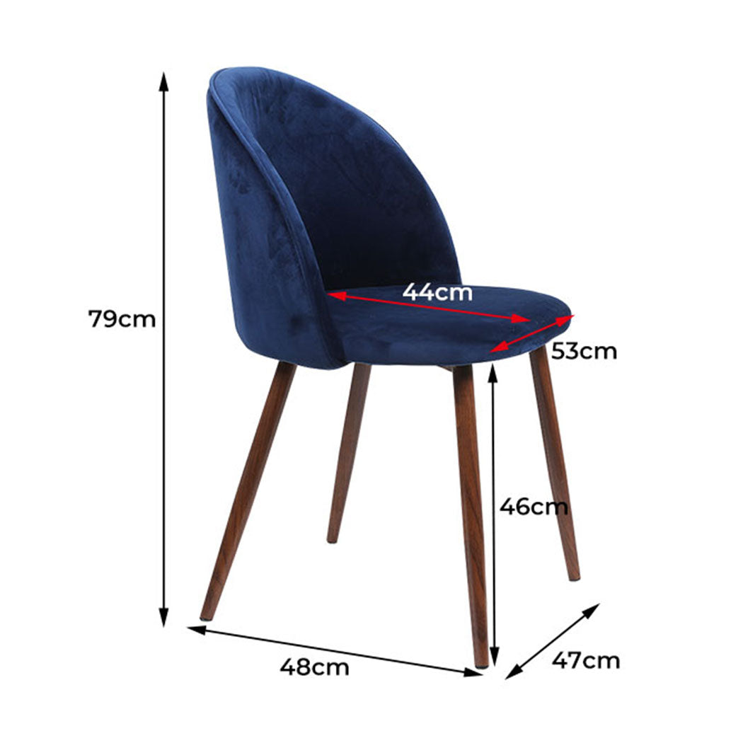 Cade Set of 2 Dining Chairs Seat Velvet French Provincial Kitchen Lounge - Navy
