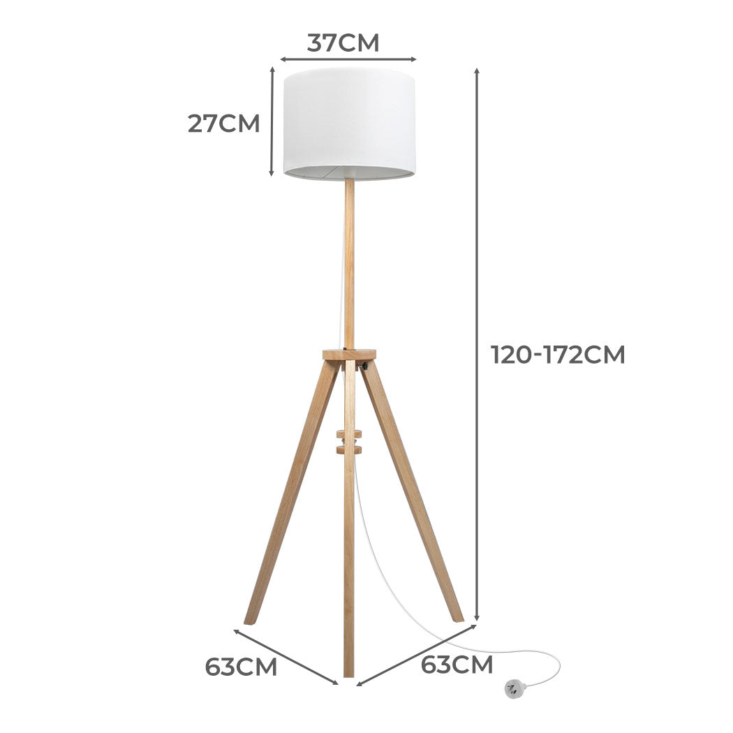 Tripod Floor Lamp Wooden Modern Reading Light Adjustable Night Home Decor