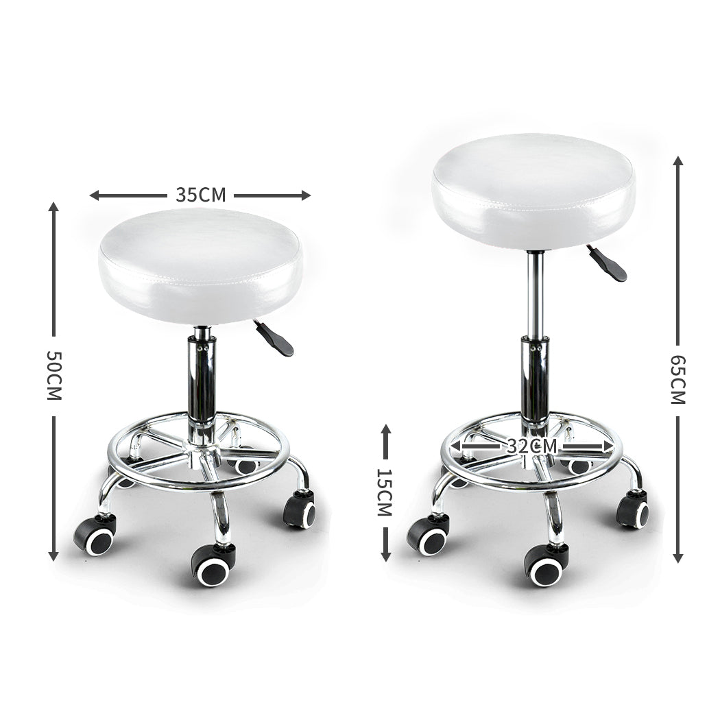 Set of 2 Swivel Salon Barstool Hairdressing Stool Barber Chair Equipment Beauty White