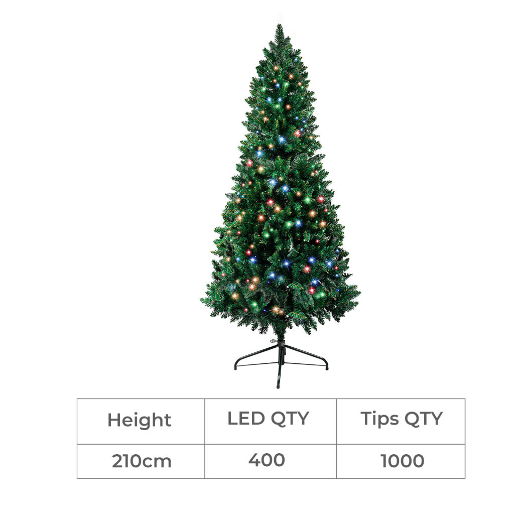 7ft 2.1m 400 LED Pre lit Slim Pencil Christmas Tree