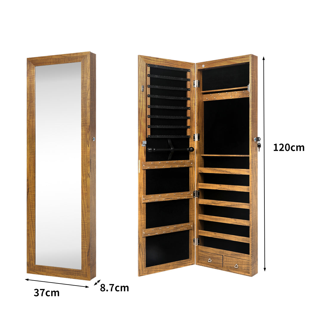 Mirror Jewellery Cabinet Makeup Storage Cosmetic LED Light Organiser Box