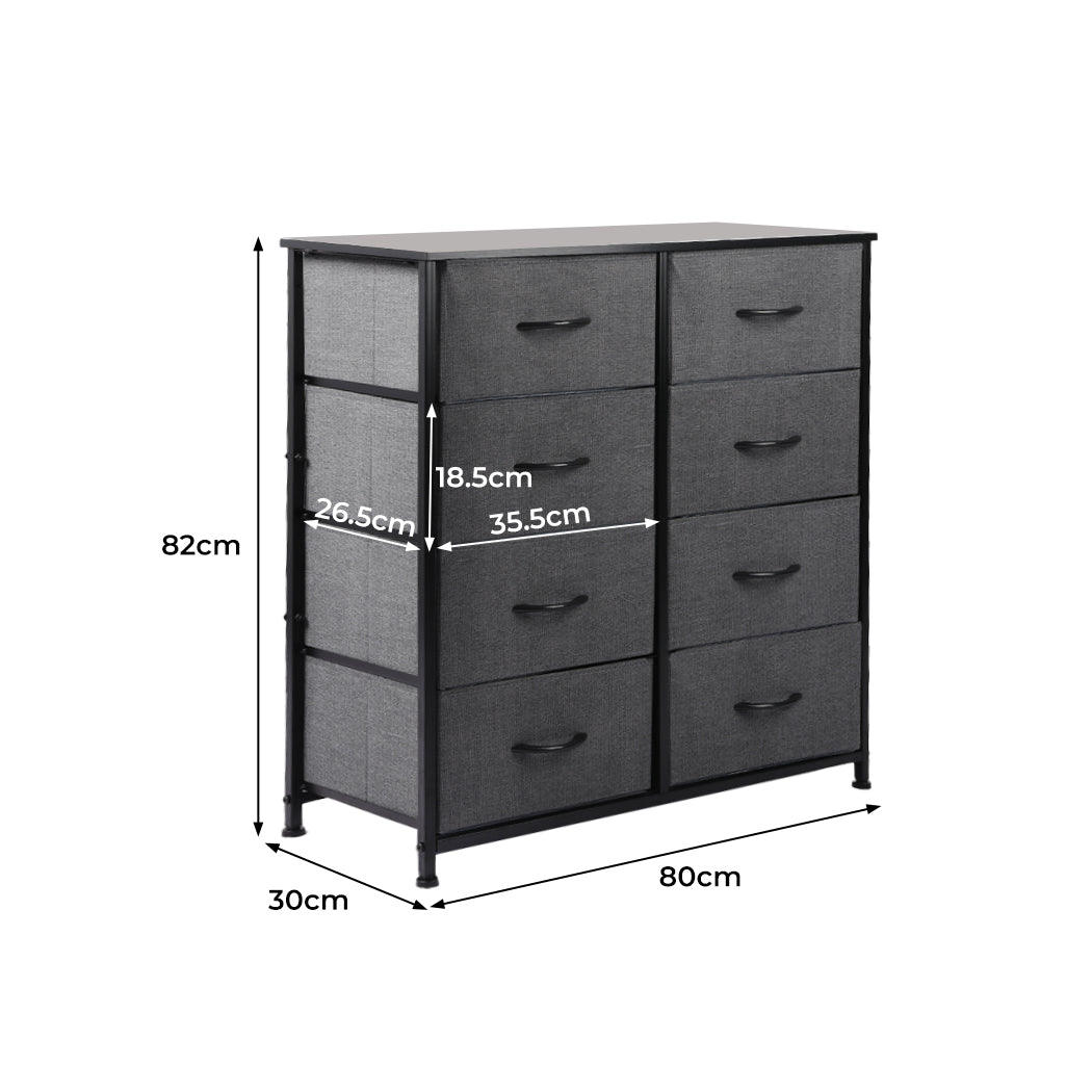 Conwy King Bedroom Suite 5 Piece 1x King Mattress, 1x King Fabric Bed Frame, 2x Dark Grey Bedside Tables and 1x Dark Grey Tallboy