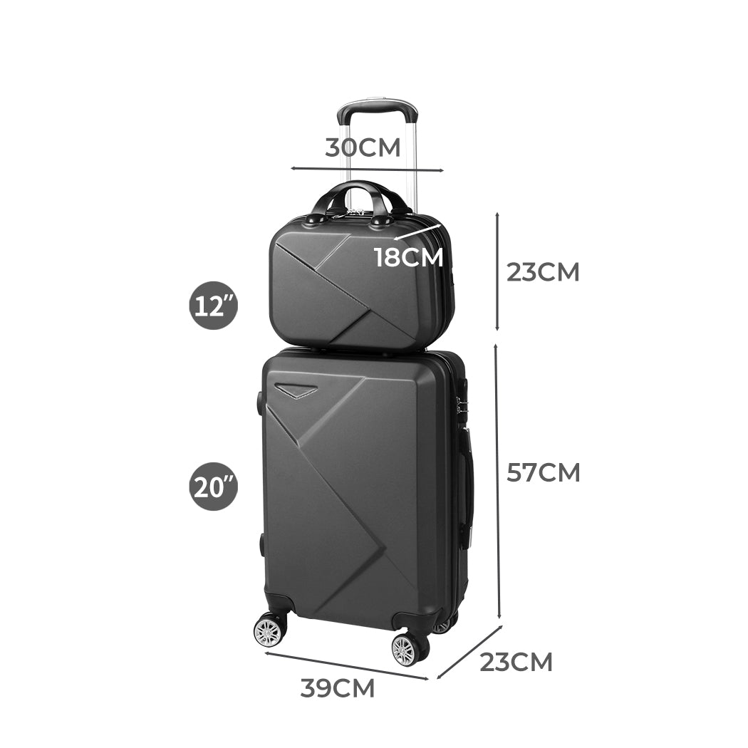 Set of 2 20"Travel Luggage Set - Dark Grey