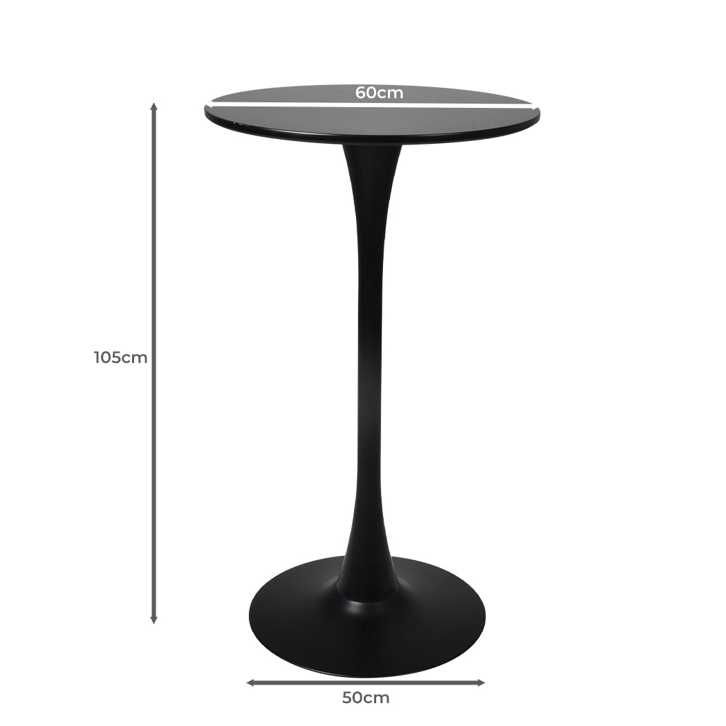 Set of 2 Round Bar Table Pub Tables - Black