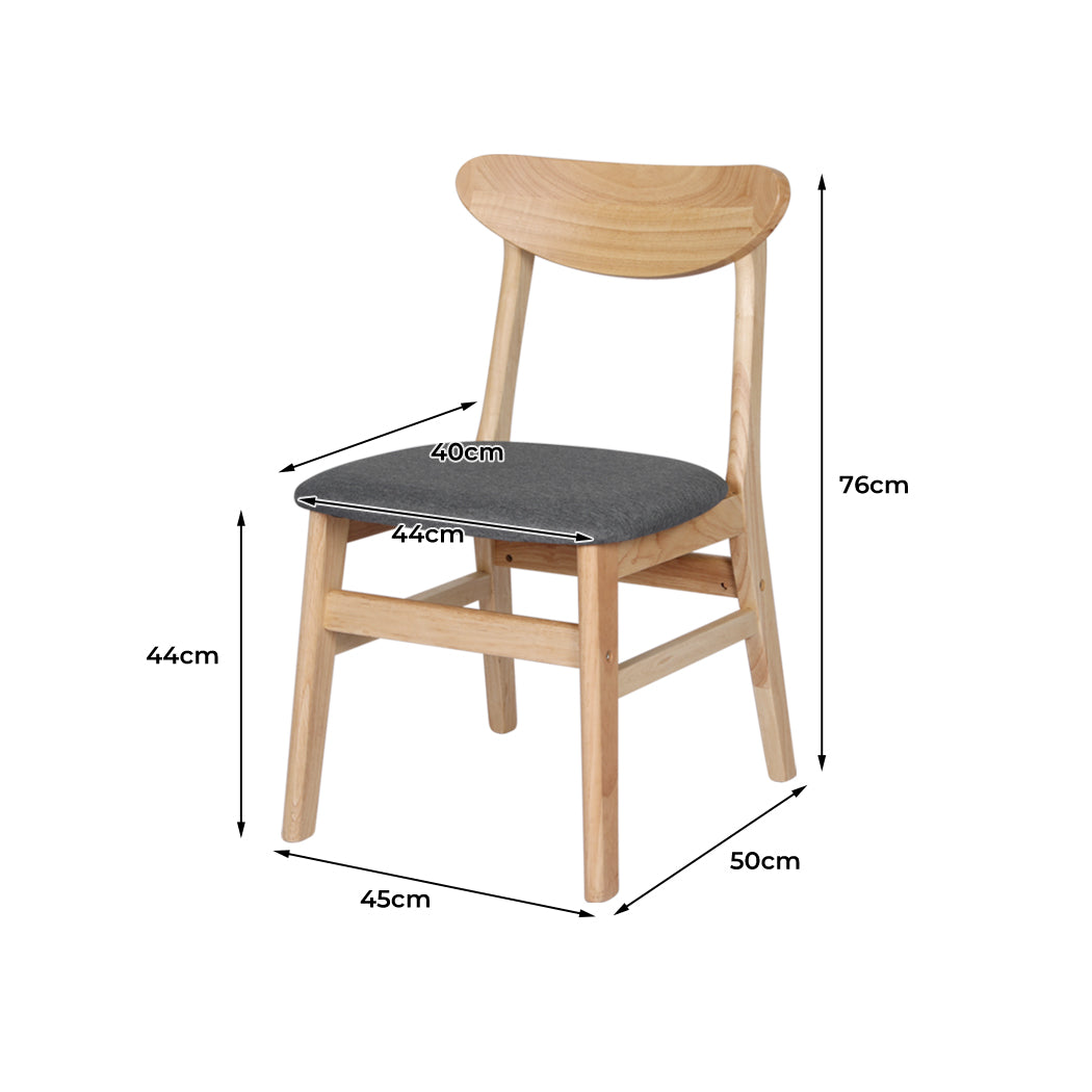 Tate Set of 2 Dining Chairs Kitchen Table Natural Wood Linen Fabric Cafe Lounge - Natural