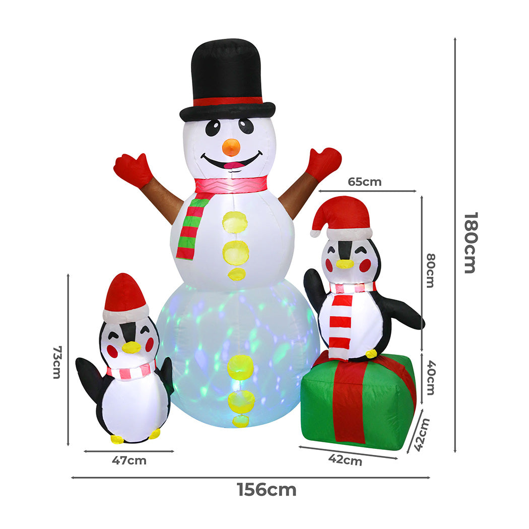 Snowman LED Christmas Inflatable Lights - 1.8M