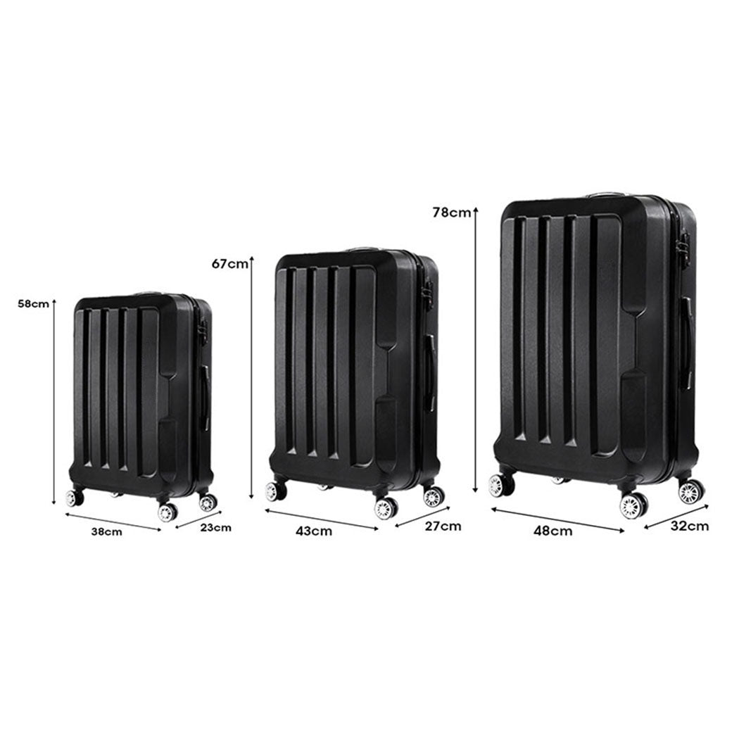 Set of 3 20" 24" 28" Luggage Sets - Black