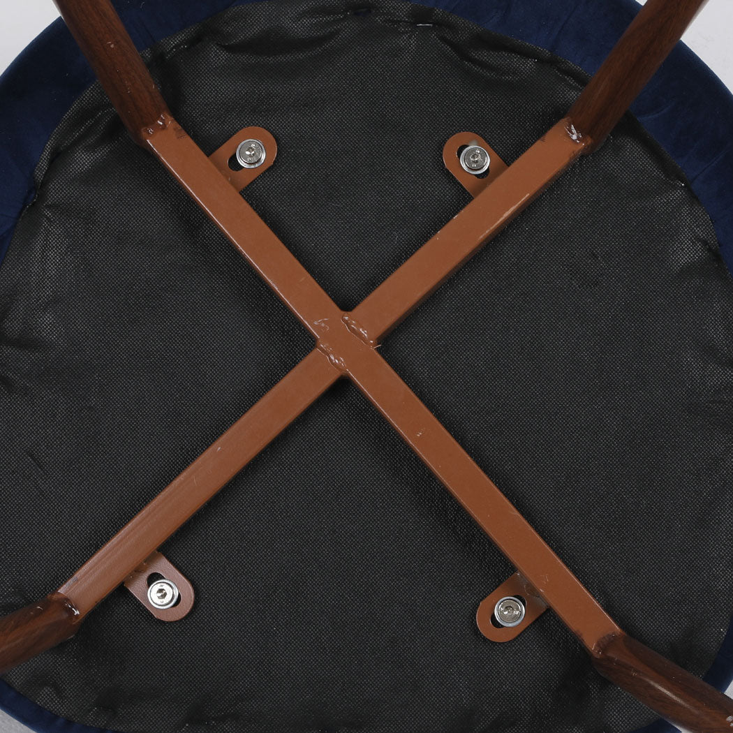 Cade Set of 2 Dining Chairs Seat Velvet French Provincial Kitchen Lounge - Navy