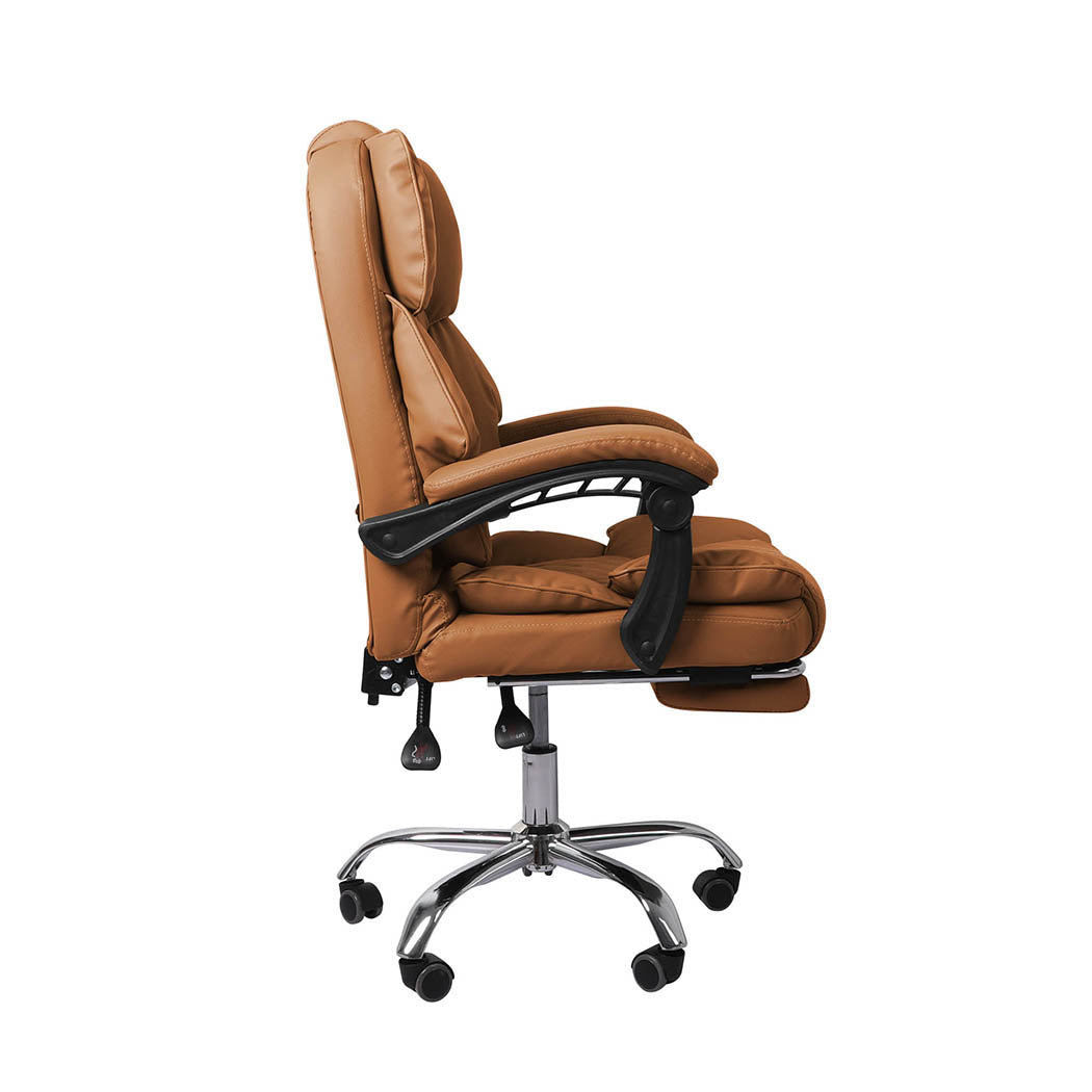 Levede Gaming Chair Office Computer Brown Footrest