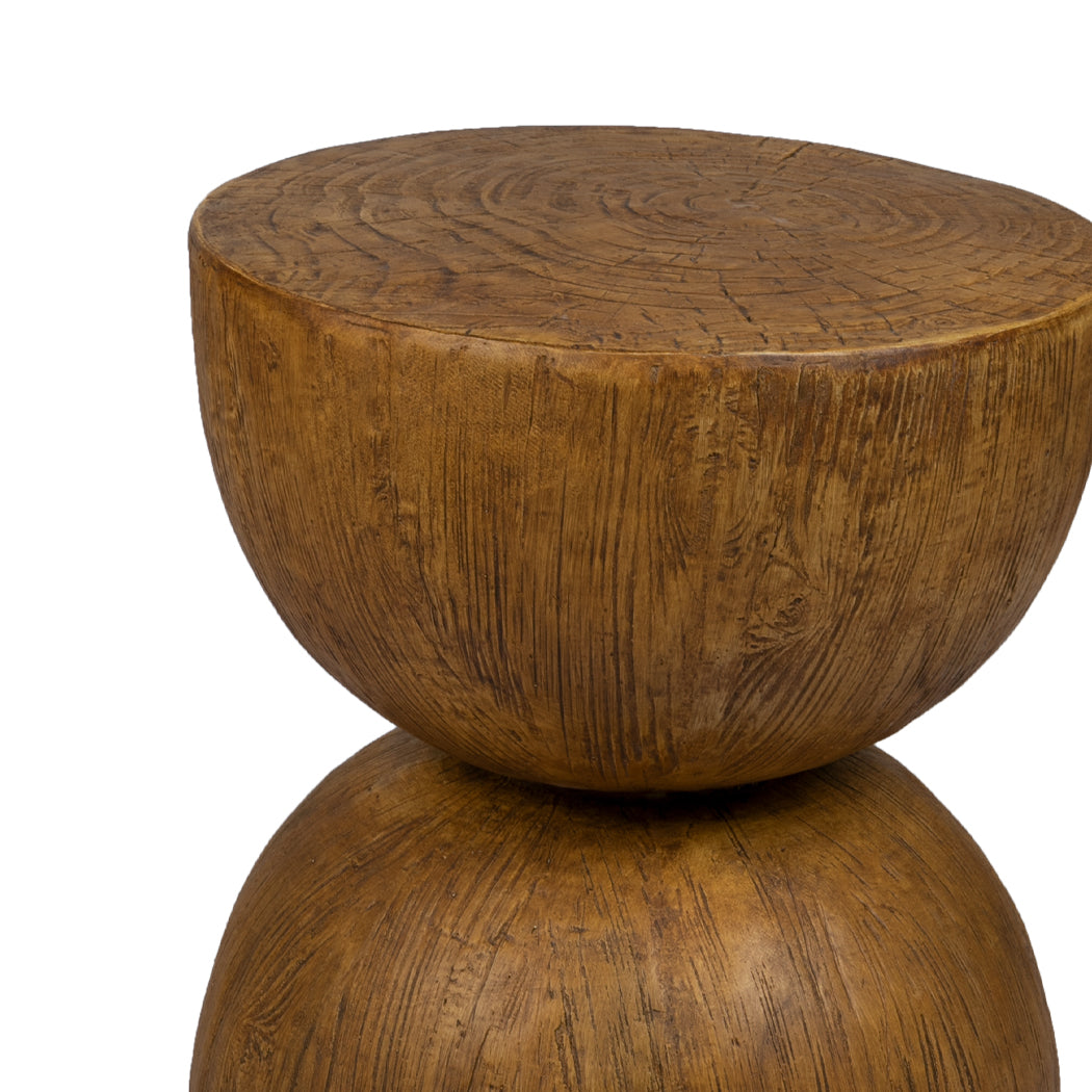 Iskander 40cm Side End Table Terrazzo Hourglass Magnesia Stool Stand Top - Oak