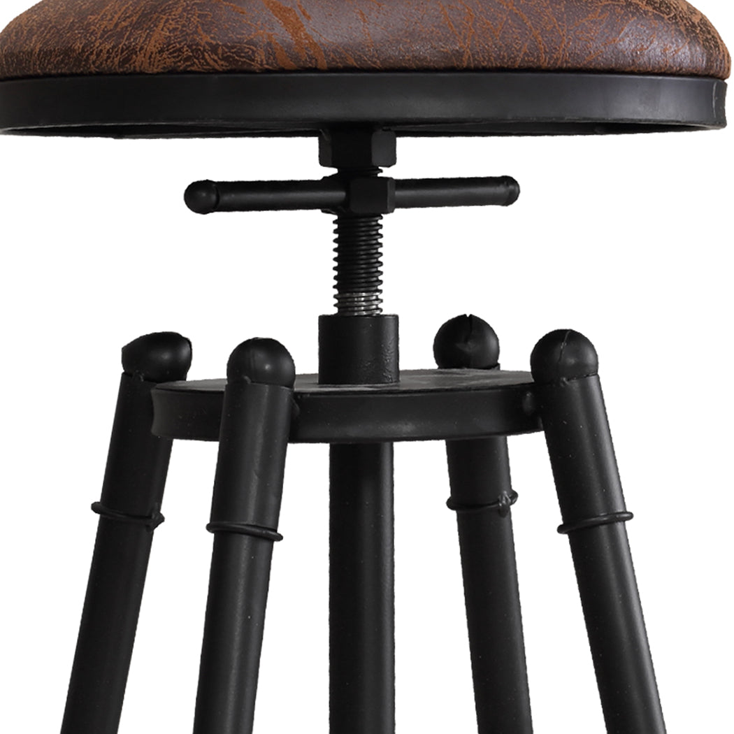 Set of 2 Trieste Rustic Industrial Bar Stool Kitchen Stool Barstool Swivel Dining Chair - Wood