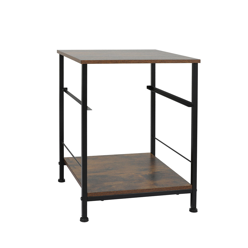 Burlington Wooden Bedside End Table Storage - Brown & Black