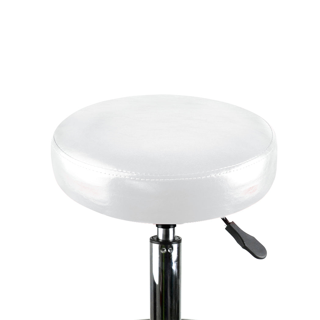 Set of 2 Swivel Salon Barstool Hairdressing Stool Barber Chair Equipment Beauty White