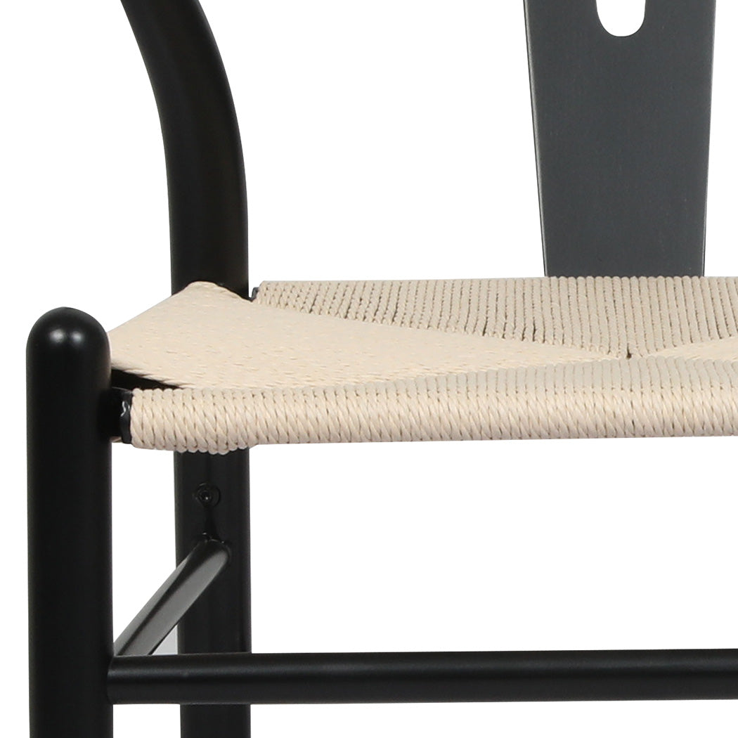 Jett Set of 2 Dining Chairs Wooden Hans Wegner Wishbone Cafe Lounge Seat - Black