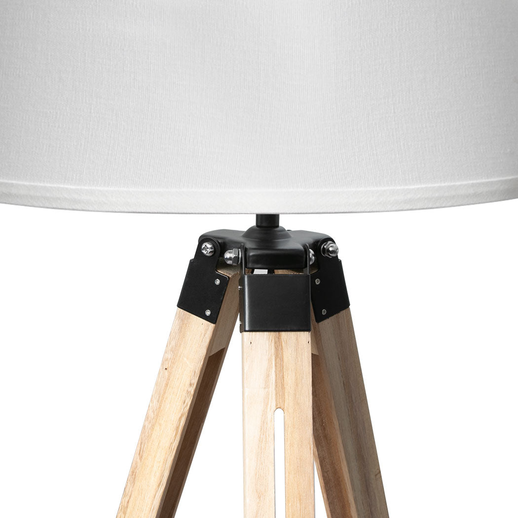 Tripod Wooden Floor Lamp Shaded Reading Light Adjustable Stand Home Decor