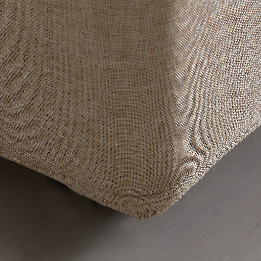 Syke Gas Lift Bed Frame Fabric Base with Storage - Beige Double