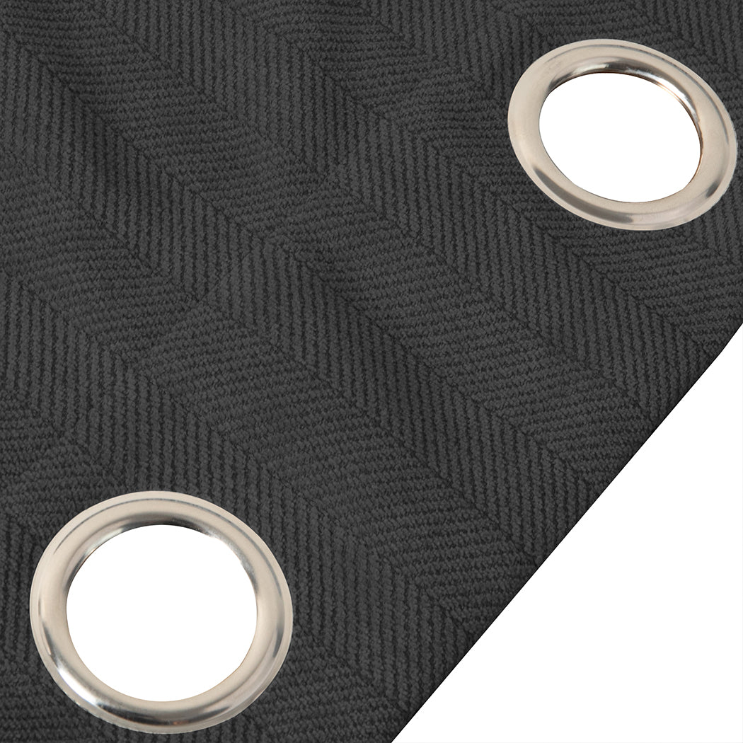Set of 2 132x250 Blockout Curtains Chenille - Dark Grey