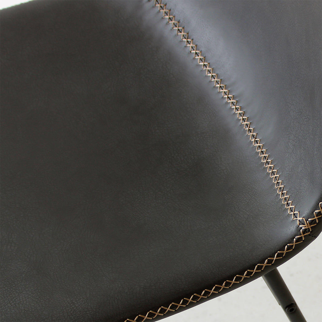 Cressida Set of 2 Dining Chairs Kitchen Table Chair Lounge Room Retro Padded Seat PU - Black