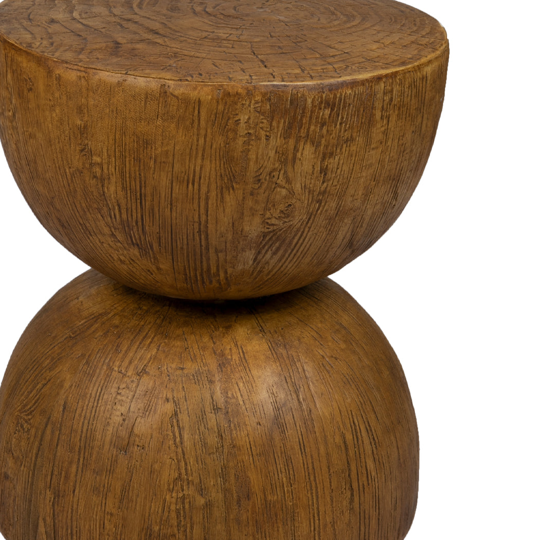 Iskander 40cm Side End Table Terrazzo Hourglass Magnesia Stool Stand Top - Oak