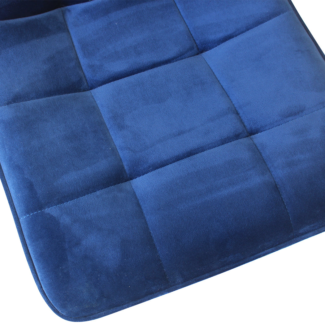 Spencer Set of 4 Dining Chairs Kitchen Table Lounge Room Retro Padded Seat Velvet - Blue