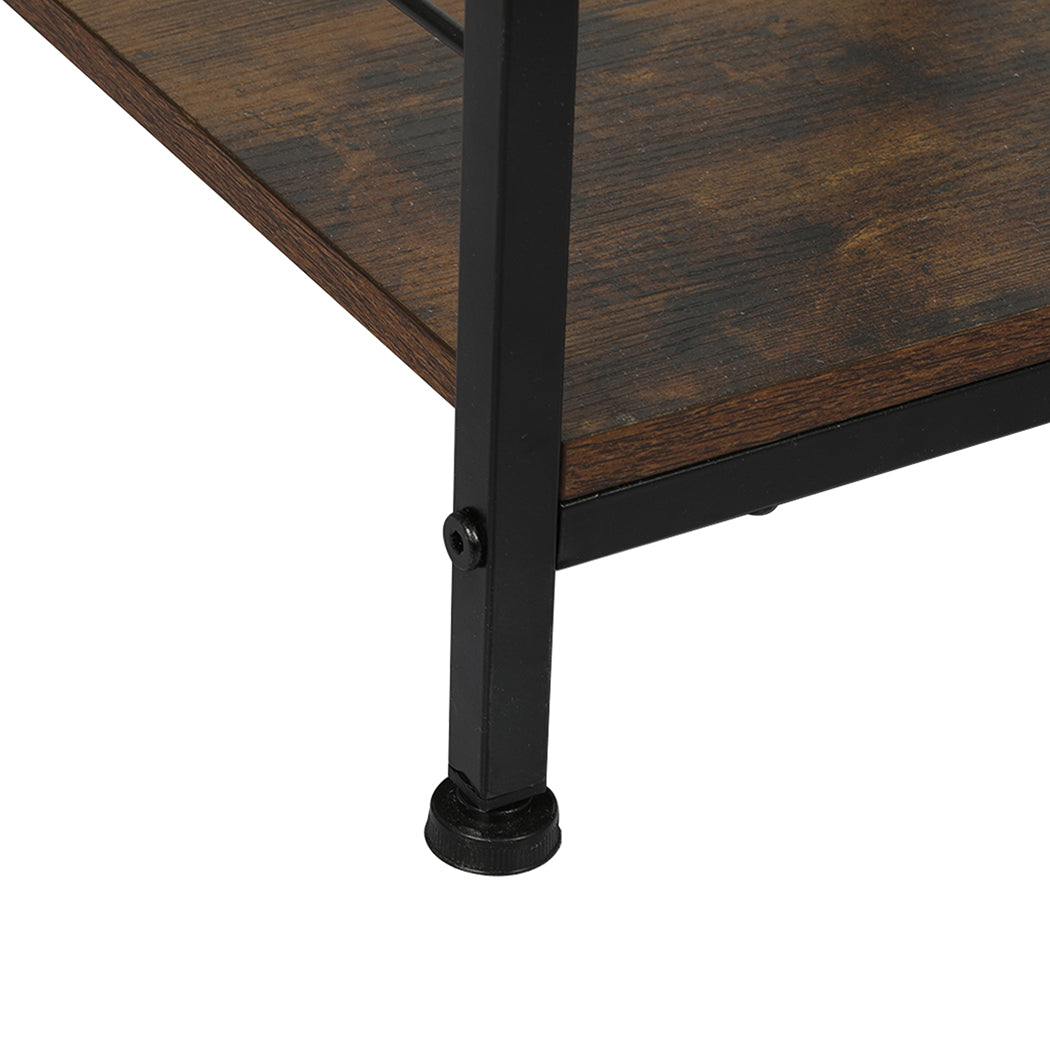 Burlington Wooden Bedside End Table Storage - Brown & Black