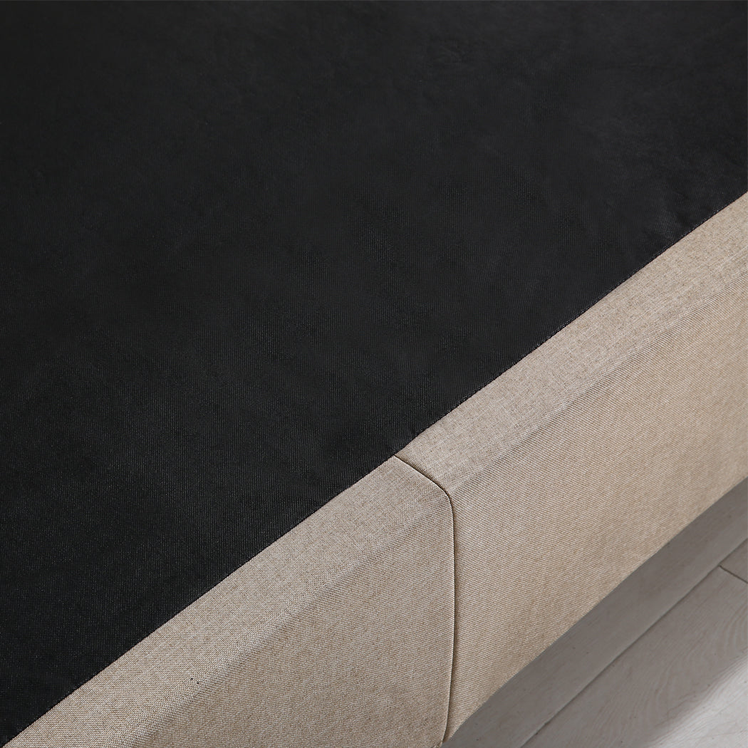 Syke Gas Lift Bed Frame Fabric Base with Storage - Beige Double