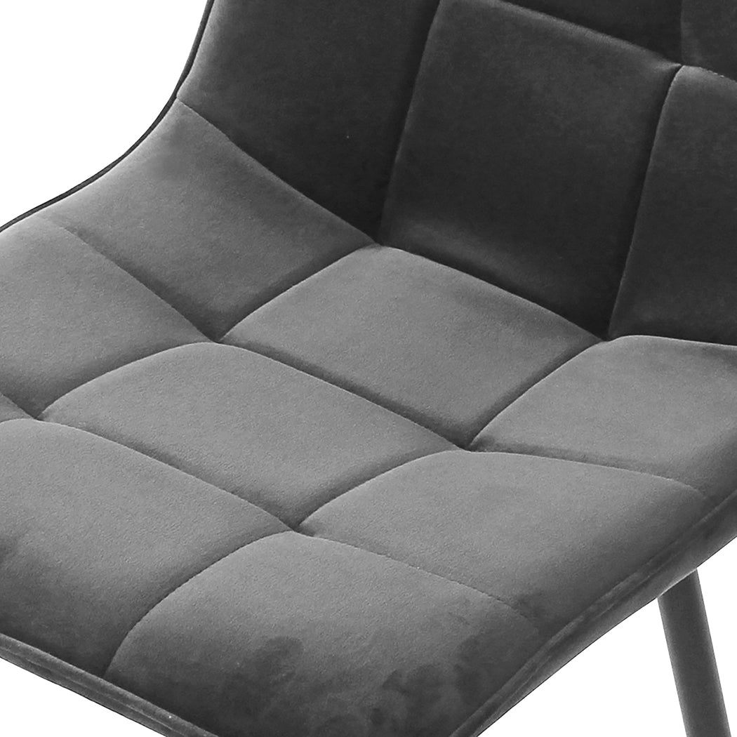 Avery Set of 4 Dining Chairs Kitchen Table Lounge Room Retro Padded Seat Velvet - Grey