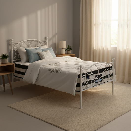 Euclase Bed & Mattress Package with 34cm Mattress - White Single