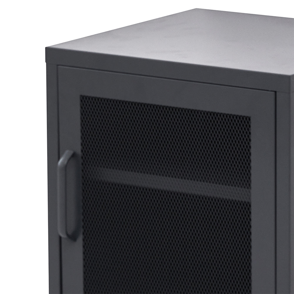 Banff Bedside Table Mesh Door Cabinet - Black