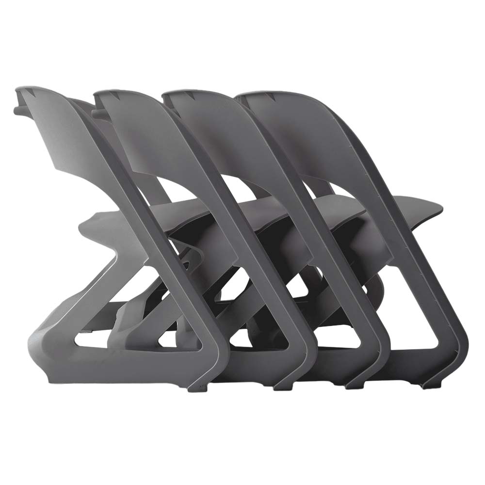 Kendall Set of 4 Dining Chairs Office Cafe Lounge Seat Stackable Plastic Leisure - Grey