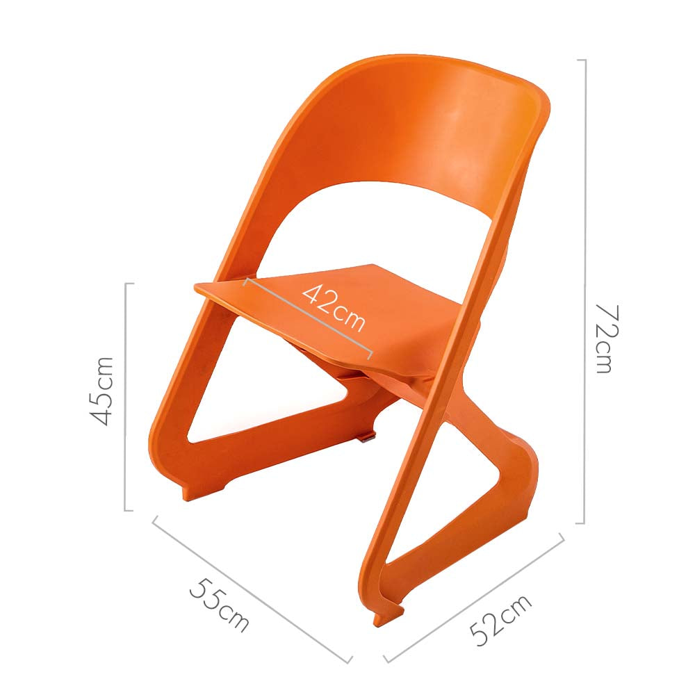 Kendall Set of 4 Dining Chairs Office Cafe Lounge Seat Stackable Plastic Leisure - Orange