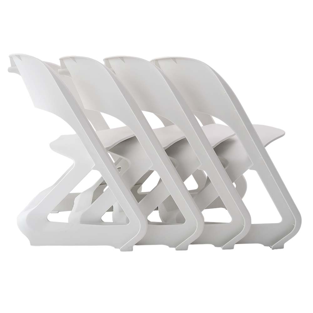 Kendall Set of 4 Dining Chairs Office Cafe Lounge Seat Stackable Plastic Leisure - White