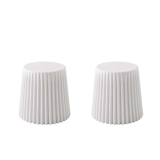 Set of 2 Cupcake Stool Plastic Stacking Bar Stools Dining Chairs Kitchen - White