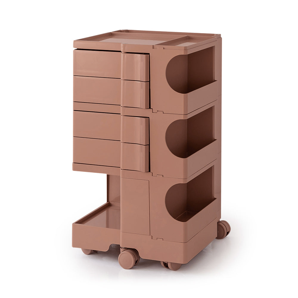 Vernon PP Plastic Bedside Tables Side Tables Nightstand Organizer Replica Boby Trolley 5 Tier with 4 Drawers - Pink