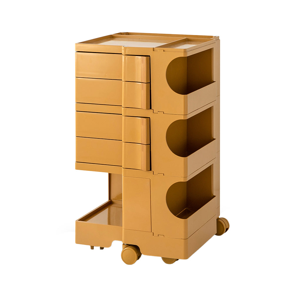 Vernon PP Plastic Bedside Tables Side Tables Nightstand Organizer Replica Boby Trolley 5 Tier with 4 Drawers - Yellow