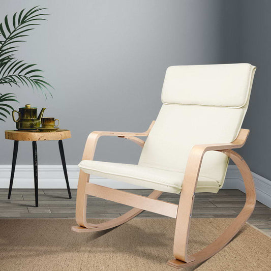Maryam Rocking Armchair Nursing Bentwood - Beige