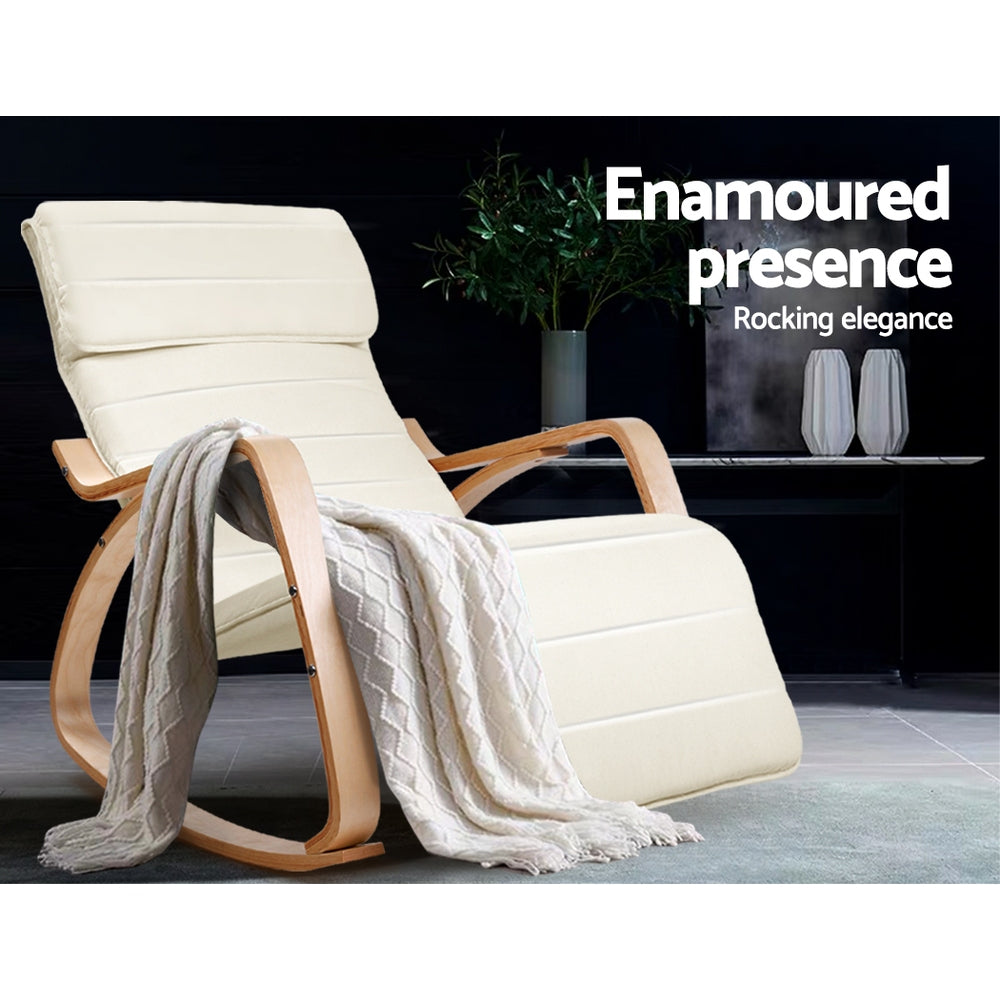 Maribel Rocking Armchair Footrest Nursing - Beige