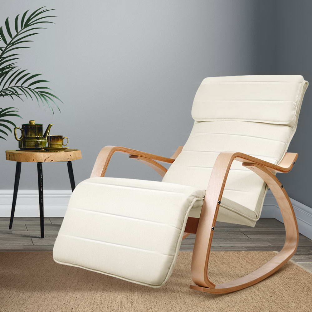Maribel Rocking Armchair Footrest Nursing - Beige