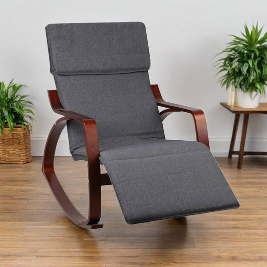 Maribel Rocking Armchair Footrest Nursing - Charcoal