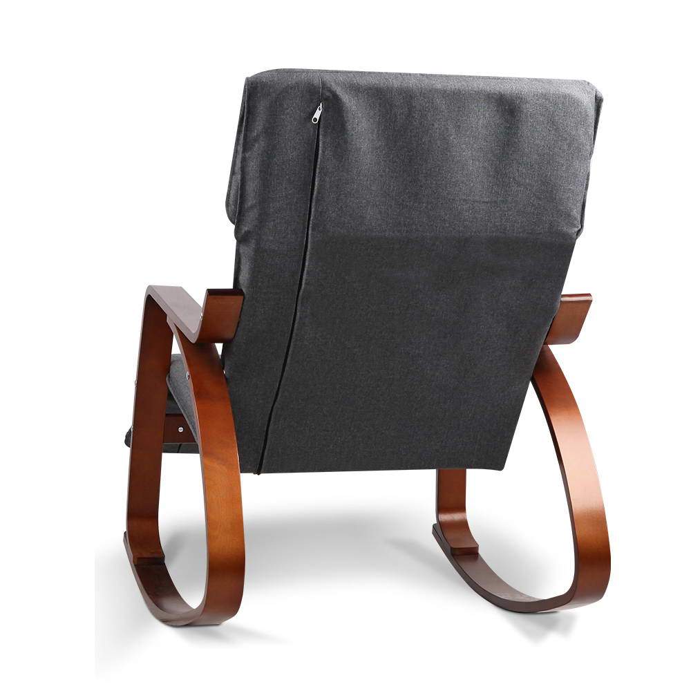 Rocking Armchair Bentwood Frame With Footrest - Charcoal