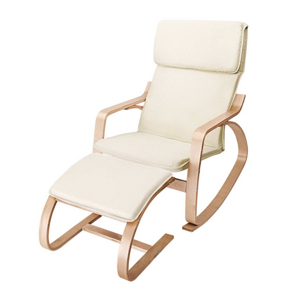 Mayra Rocking Armchair Footstool Bentwood - Beige