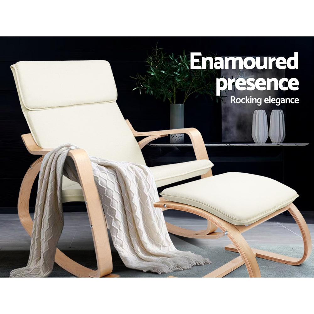 Mayra Rocking Armchair Footstool Bentwood - Beige