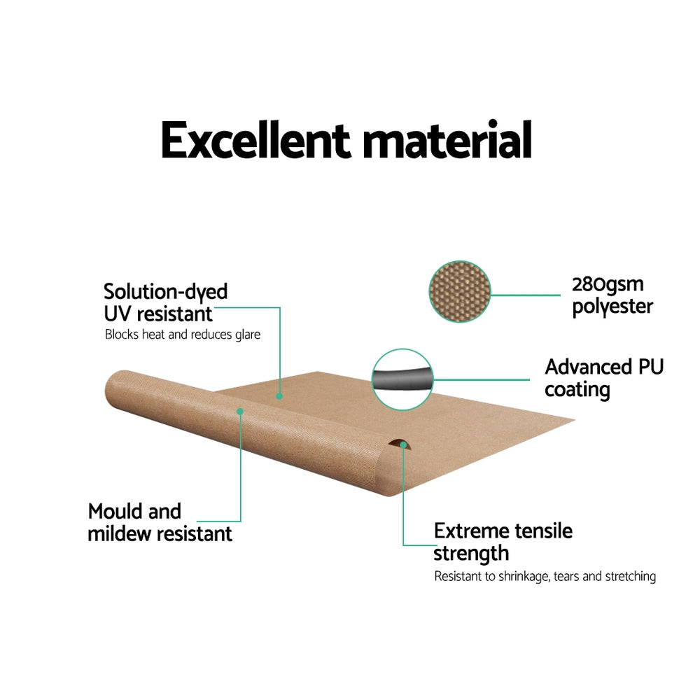 Instahut Window Fixed Pivot Arm Awning Outdoor Retractable Canopy 2.1x2.1M Beige