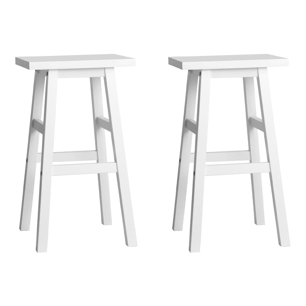 Set of 2 Lecce Beech Wood Bar Stools - White