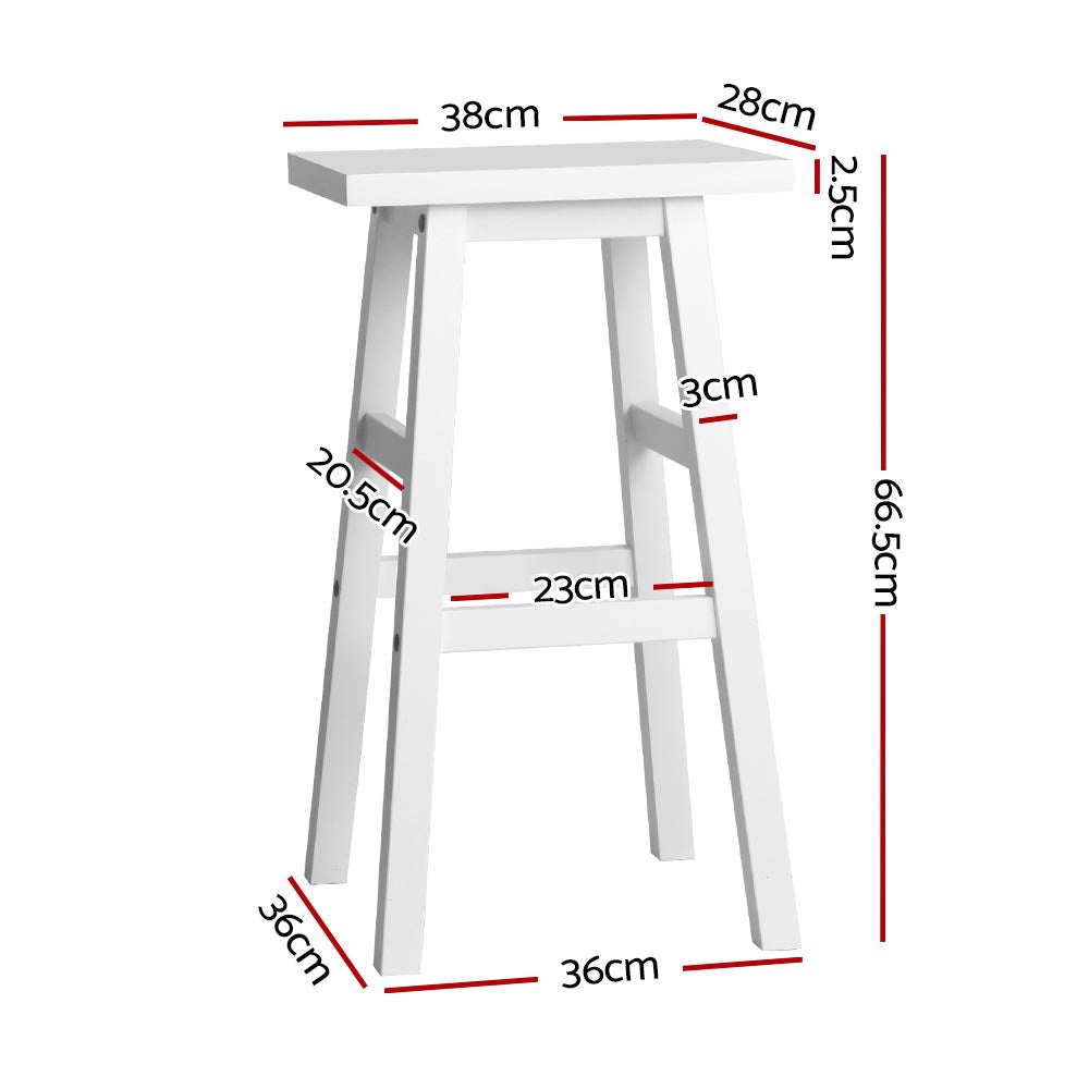 Set of 2 Lecce Beech Wood Bar Stools - White