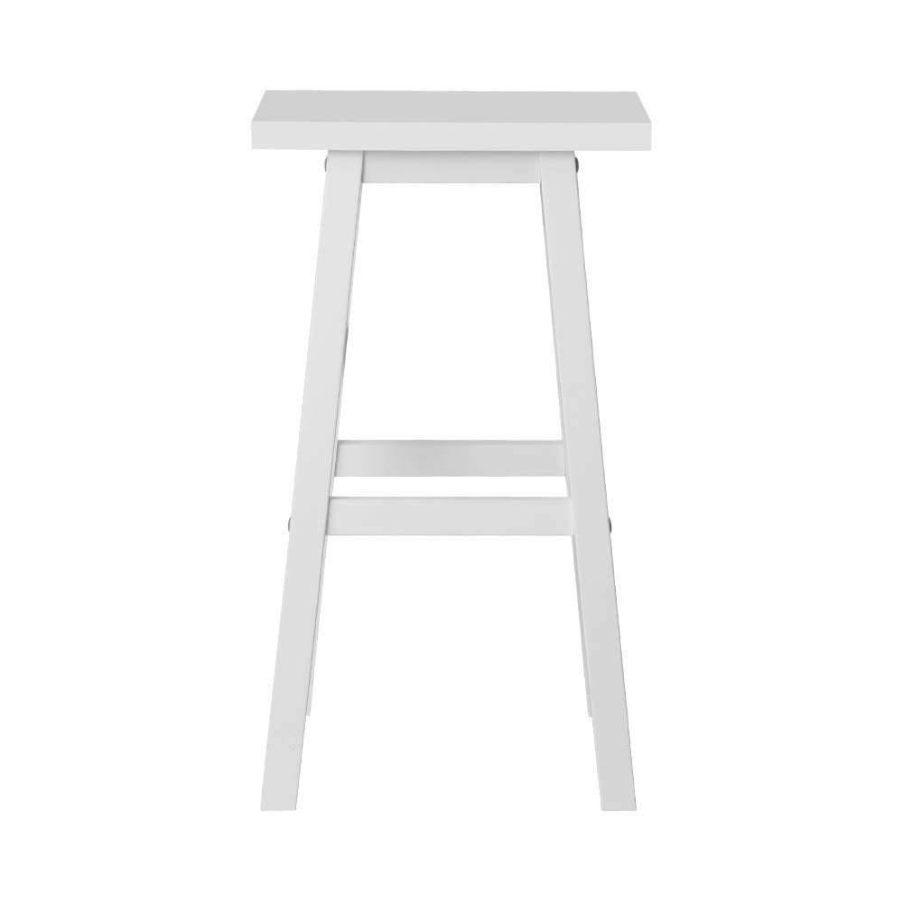 Set of 2 Lecce Beech Wood Bar Stools - White