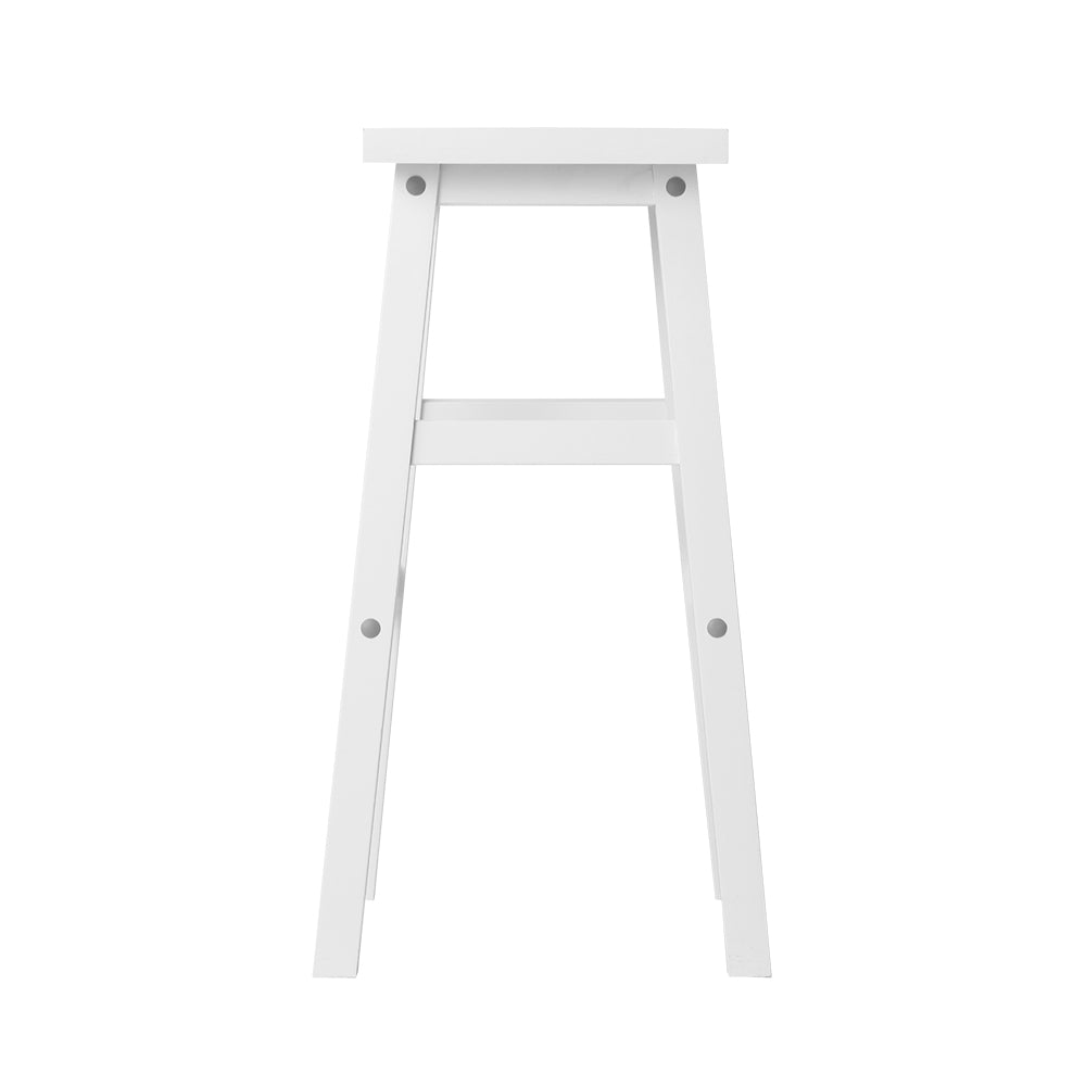 Set of 2 Lecce Beech Wood Bar Stools - White